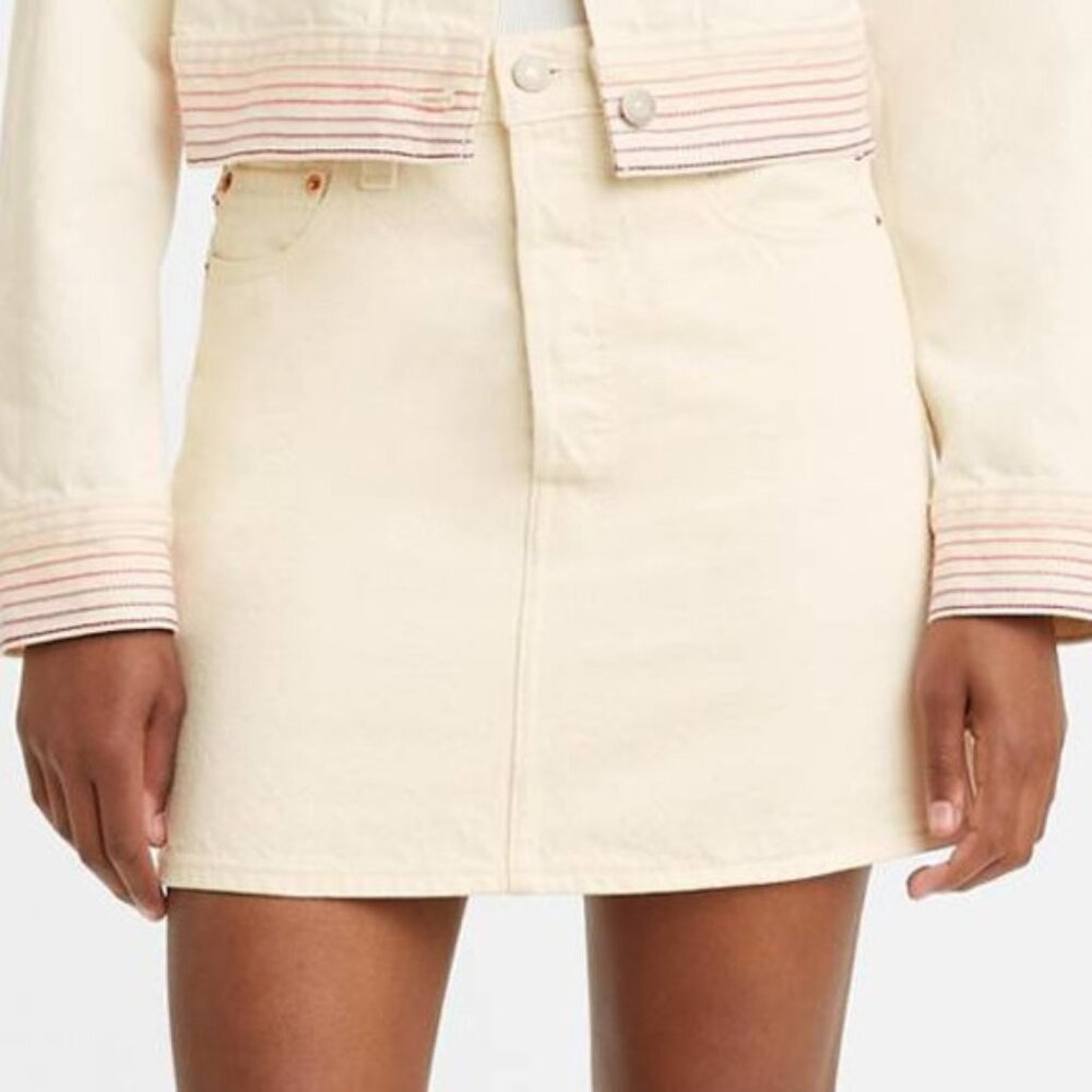 LEVI'S Ribcage Rainbow Denim Mini Skirt 27 - Picture 2 of 16